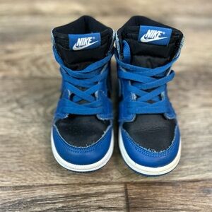 Nike Air Jordan 1 Retro High OG TD Toddler Size 10C Dark Marina Blue AQ2665-404